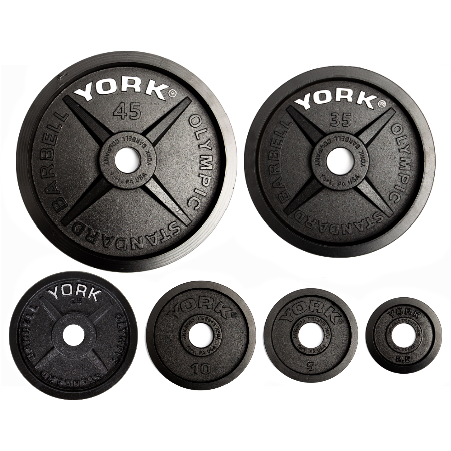 Details about   York Barbell 2 inch hole Olympic 45 lb Plates Brand New PAIR CAST IRON 