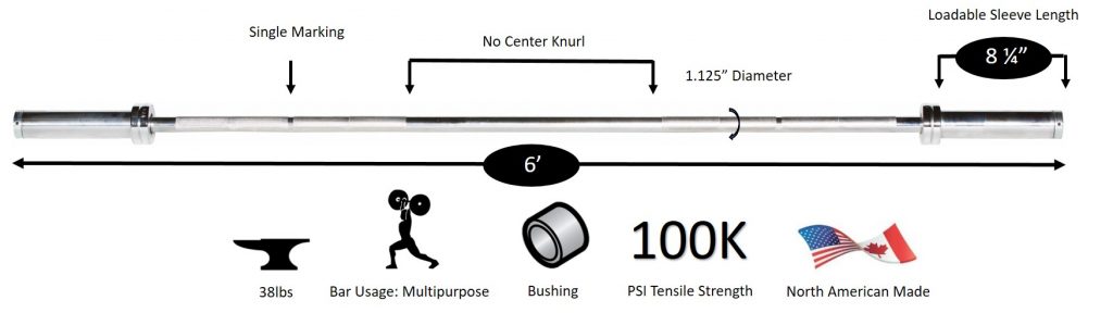 6' Chrome Olympic Weight Bar - York Barbell
