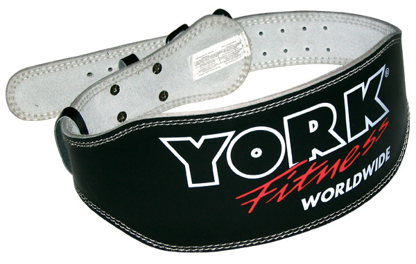 York 6" Leather Weight Lifting Belt Padded Gym Bodybuilding Back Support 