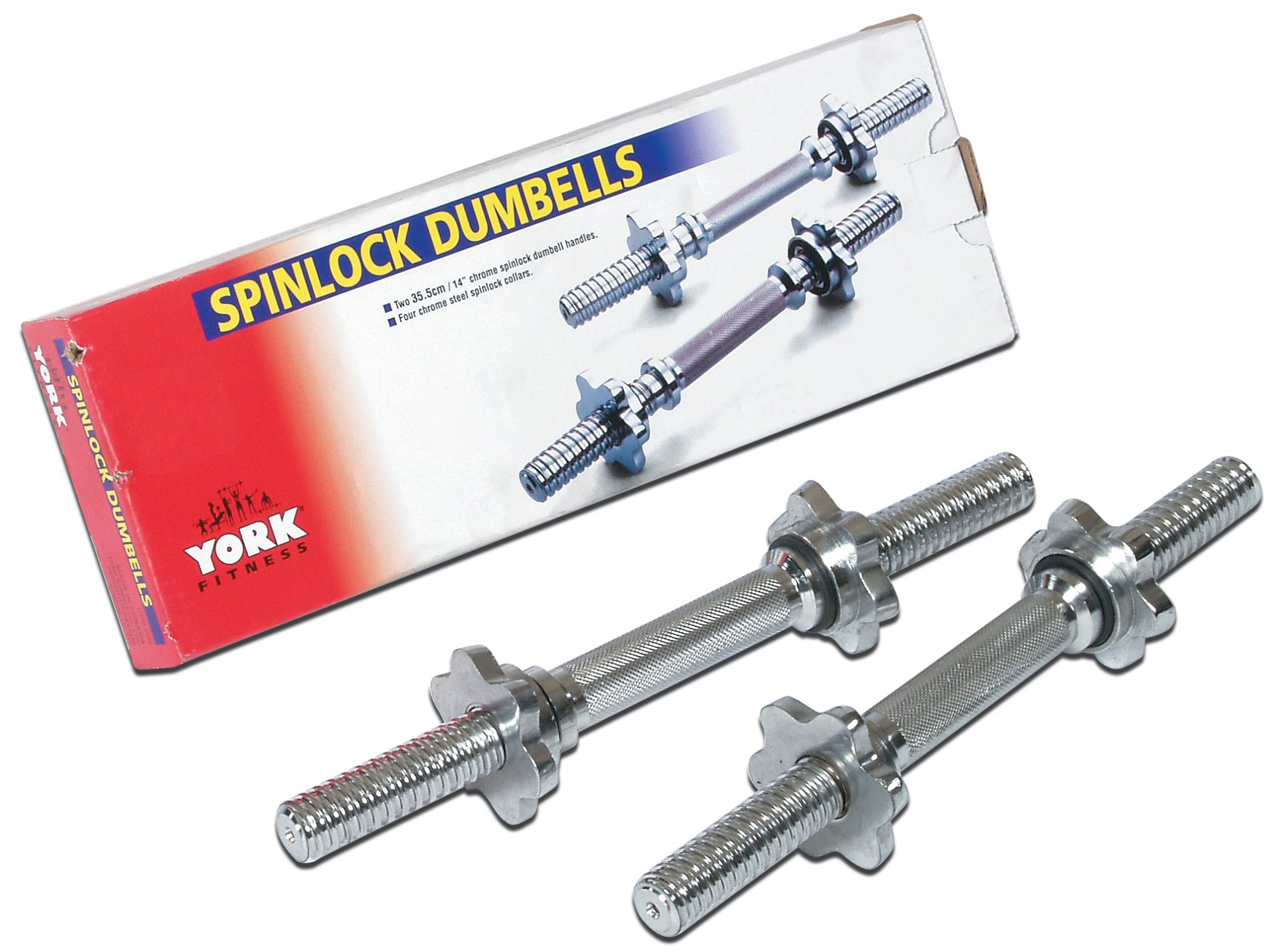 14" Dumbbell Handles Bars Spinlock Collars Quality Steel Metal Set 