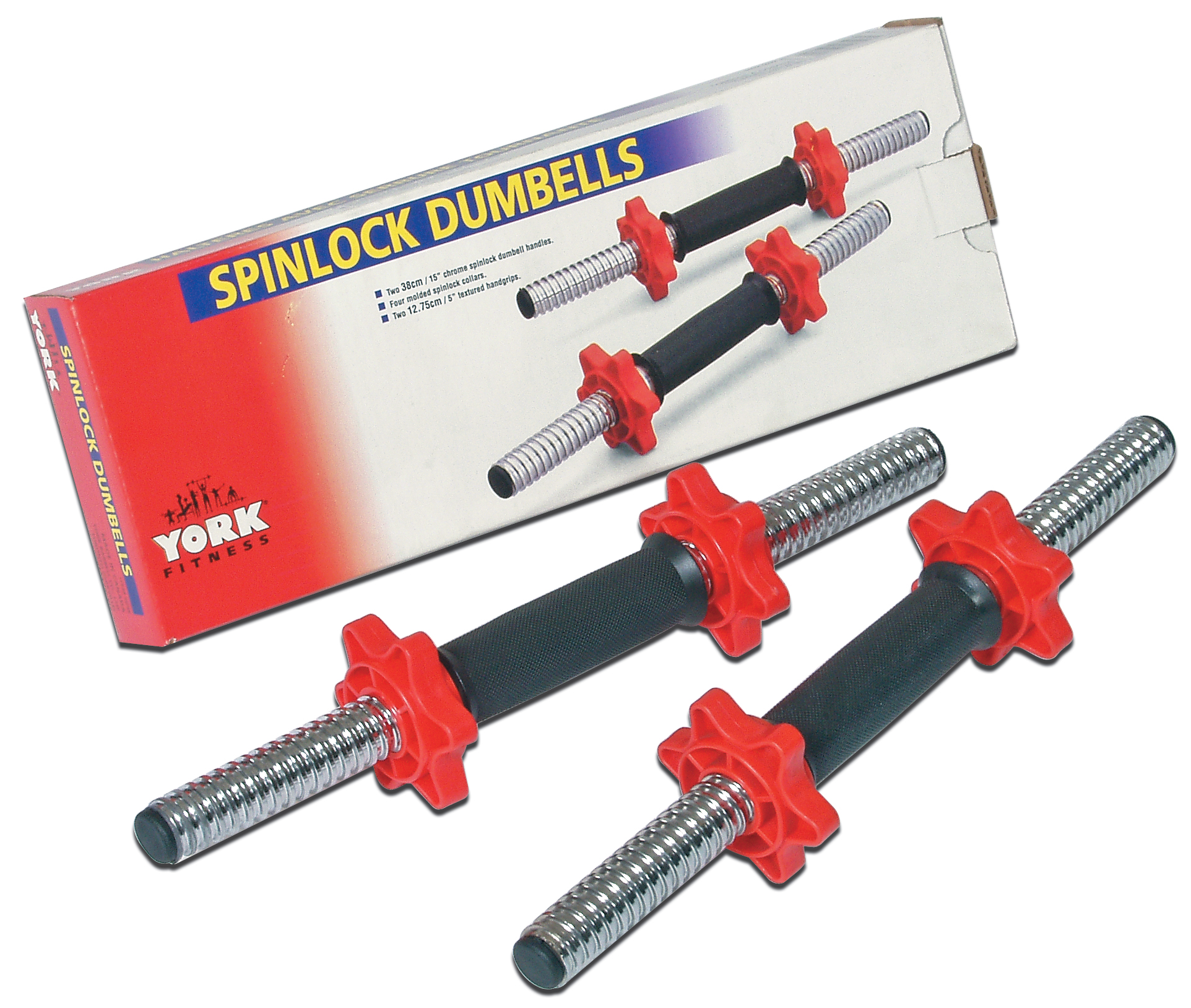 40cm FXR Sports 2 x 16 Steel Chrome Spinlock Dumbbell Barbell Bars & Collars