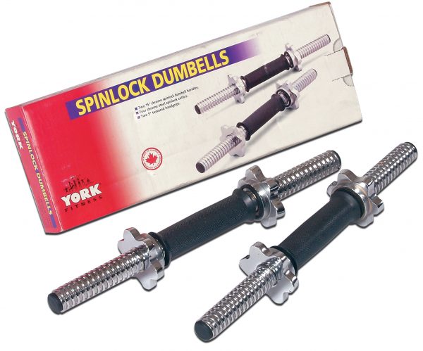 15" Tubular Spinlock Dumbbell Handles w/ Chrome Collars
