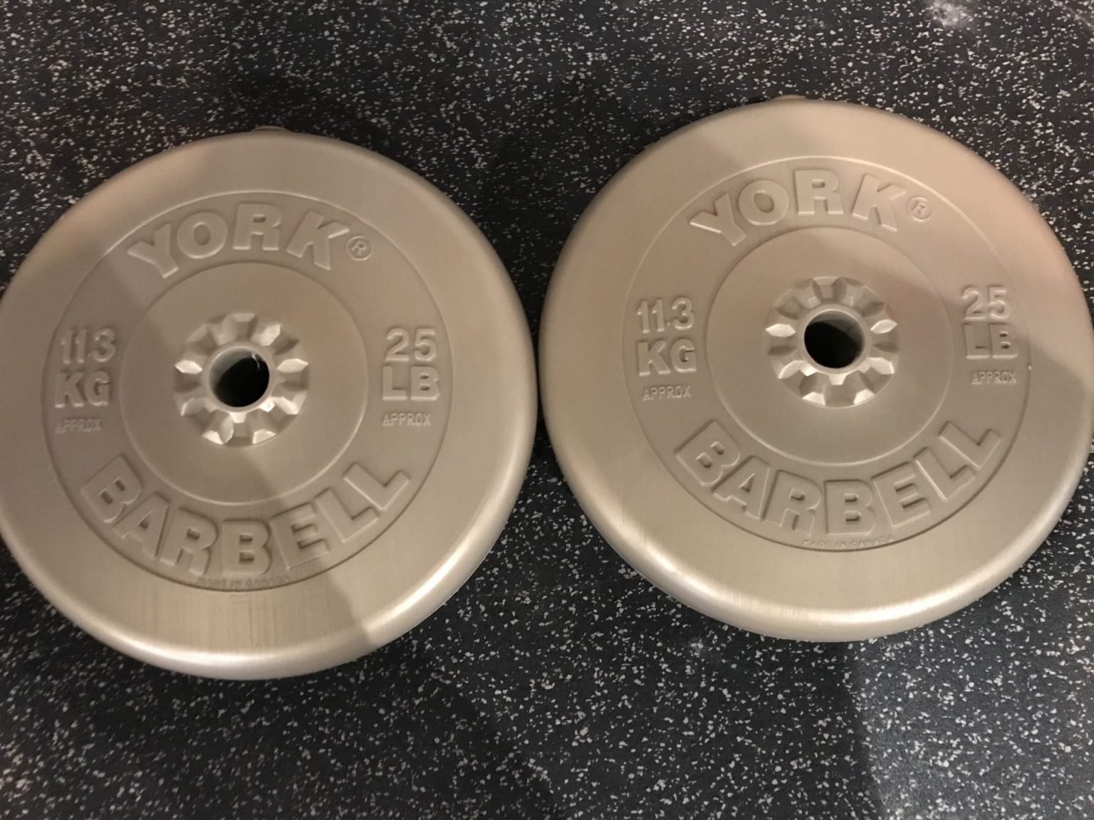 York 2 x 25 LB Gold Vinyl Standard Plates York Barbell