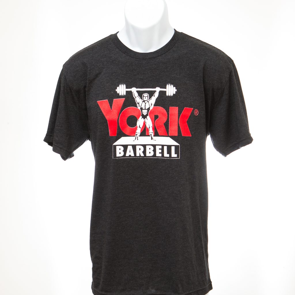 YORK Barbell Black Platform Lifter Tee Gym Apparel York Barbell